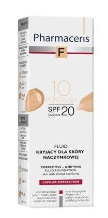 Pharmaceris F, fluid kryjący dla skóry naczynkowej Capilar-Correction, SPF 20, 10 Porcelain, 30ml